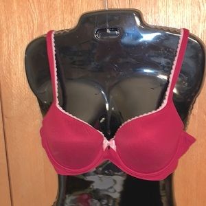 Body by Victoria 36B red lined semi bra lace trim padded underwire convertible